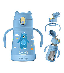 Sipnjoy Sippypals Çocuk Termosu Pipetli Suluk (360 ml) - Koyu Mavi - 2