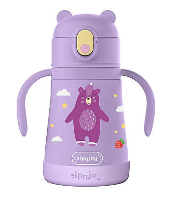 Sipnjoy Sippypals Çocuk Su Termosu (360 ml) - Mor - 1
