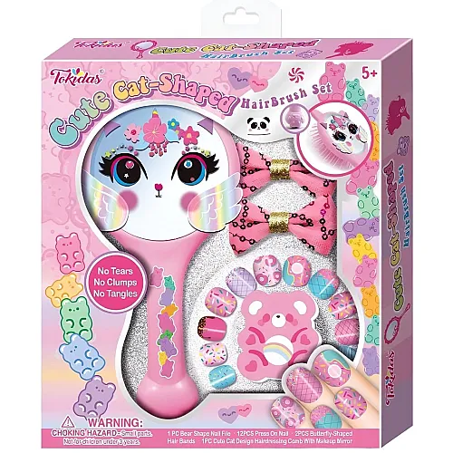 Tokidas Cute Cat-Shaped Hairbrush Set T262 - 1
