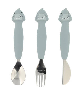 Trixie 96-459 Silikon Çatal Kaşık Seti 3'lü - Mr. Shark - 1