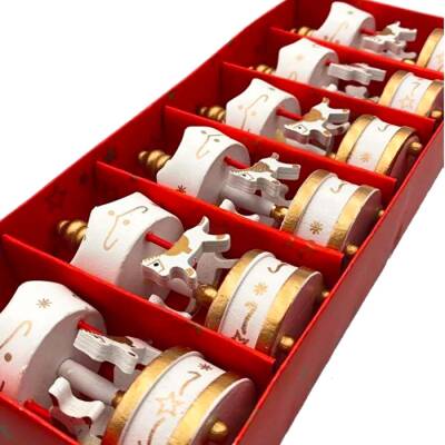 Dekoratif Yılbaşı 6'lı Beyaz Atlı Karınca Süs Dk02-01 - 3