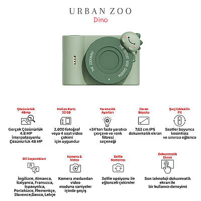 Zoo Family Dino Green C5 Dijital Kamera ve Fotoğraf Makinesi - 8
