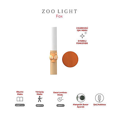 Zoo Light Fox Çok Amaçlı Çocuk Gece Lambası - ZL1F - 10